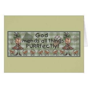 Cartão Garota Primitiva e Gatos