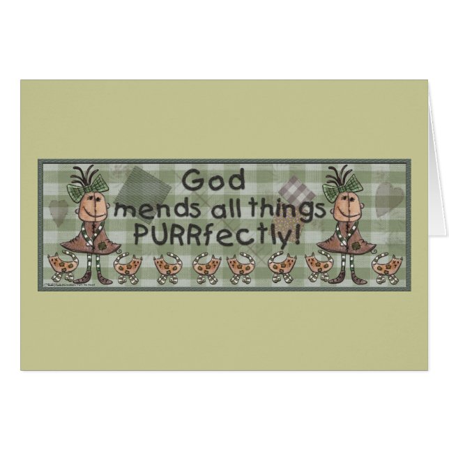 Cartão Garota Primitiva e Gatos (Frente Horizontal)