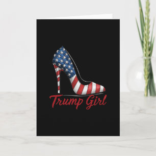 Cartão Garota Trump Salto Alto Stilettos Bandeira America