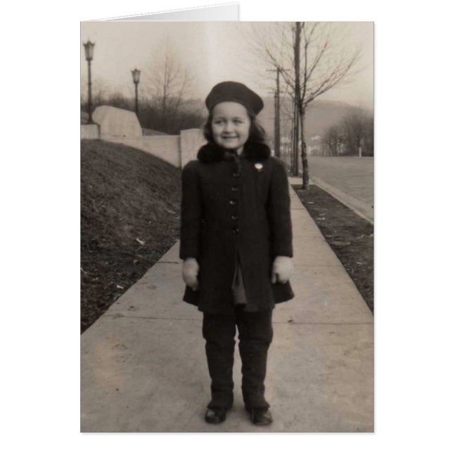 Cartão Garota velha pronta para a escola (Frente)