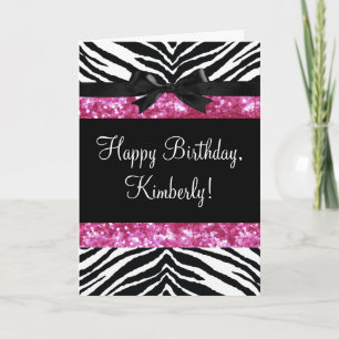 Cartão Garota Zebra-Garota Rosa-Quente