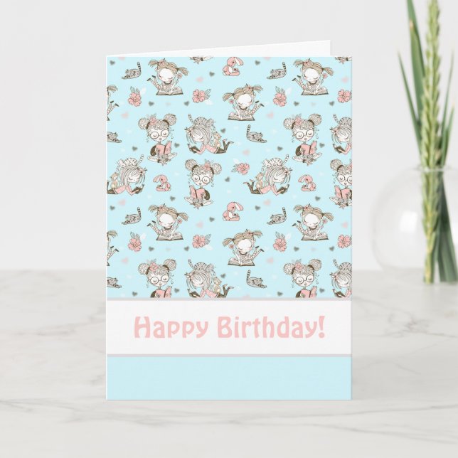 Cartão Garotas bonitas lendo livros dão ideias (Frente)