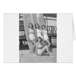 Cartão garotas de surfistas de vintage
