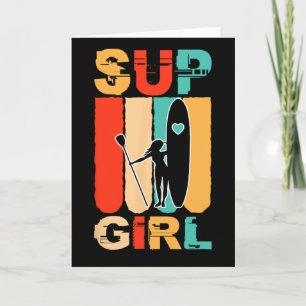 Cartão Garotas Divertidas Sup Stand Up Paddle Praticante 