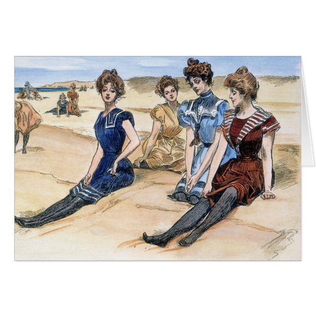 Cartão Garotas Gibson Na Praia, 1900 (Frente horizontal)