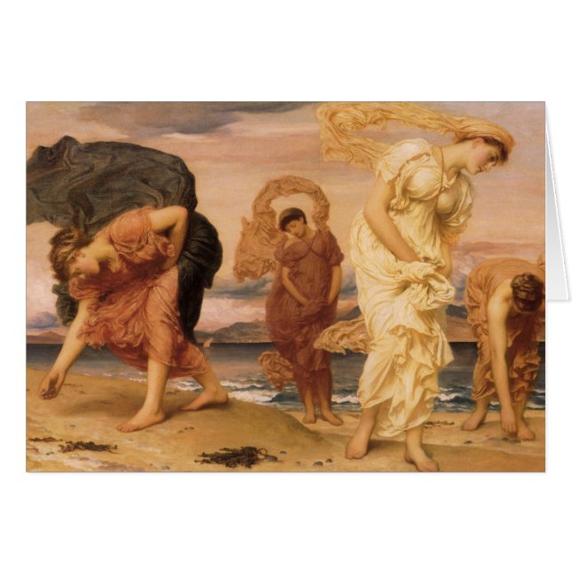 Cartão Garotas Gregas Pegando Pedras De Lorde Leighton (Frente Horizontal)