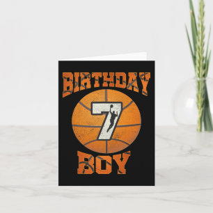 Cartão Garoto 7 de Poço De Aniversário De Basquete Sete 7