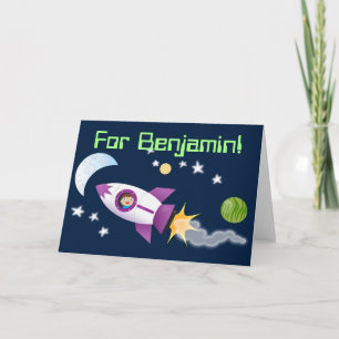 Cartão Garoto bonito na ilustração de desenho animado d