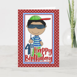 Cartão Garoto Cego - Feliz 4º Aniversário