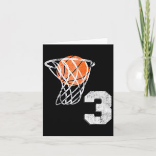 Cartão Garoto De aniversário de 3 anos Basquete Três Rapa