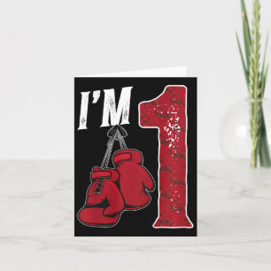 Cartão Garoto primeiro aniversario Boxing, Um Ano, Menino