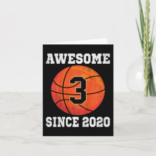 Cartão Garotos De aniversário de 3 anos De Basquete Com M