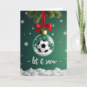 Cartão Garrafa de Natal de Futebol na Neve