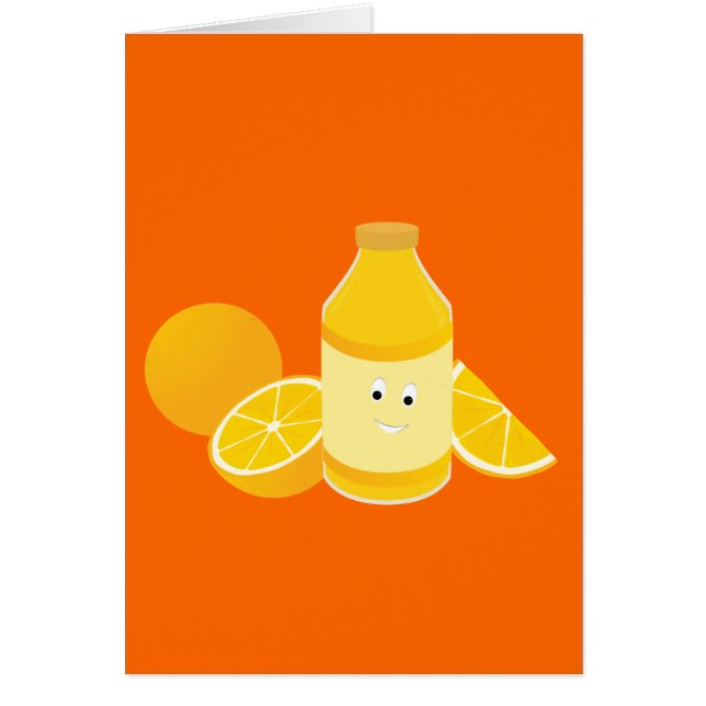 Cartão Garrafa de sorriso do sumo de laranja com laranjas (Frente)