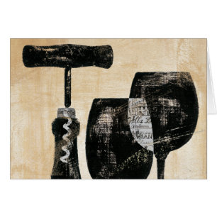 Cartão Garrafa de vinho com dois vidros