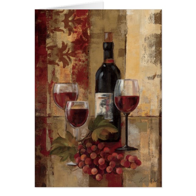 Cartão Garrafa de vinho e vidros de vinho (Frente)