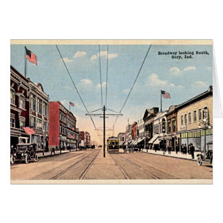 Cartão Gary, Indiana Broadway que olha sul