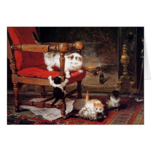 Cartão GATA MÃE BRINCANDO COM GATINHOS Dia das Mães