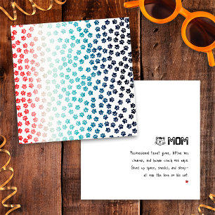 Cartão Gata Preta de Patas Vermelhas Brancas e Azuis Mãe 