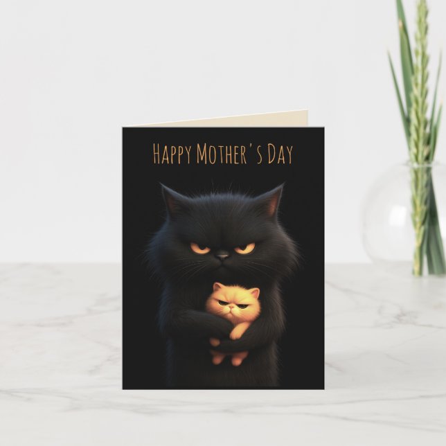 Cartão Gata Preta Feliz Dia das Mães (Frente)