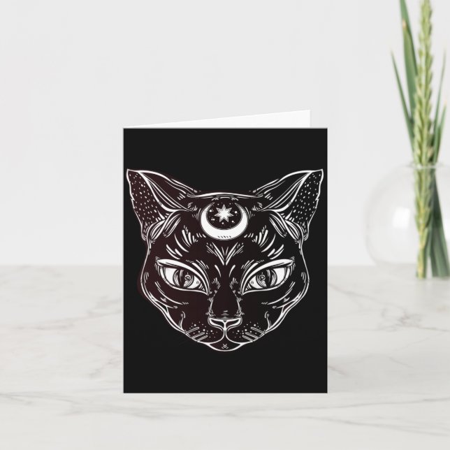 Cartão Gata Preta Halloween Boho (Frente)