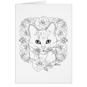 Cartão Gatinha com Rosas