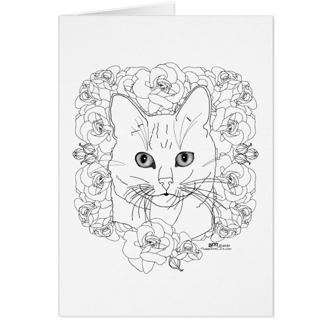 Cartão Gatinha com Rosas (Frente)