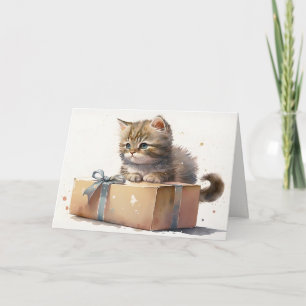 Cartão Gatinha de Aniversário em uma Caixa