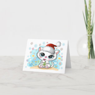 Cartão Gatinha Fofinha Feliz Natal Meow