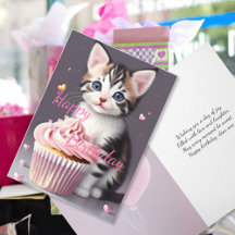 Gatinho Atigrado Fofo Cumprimentos de Aniversário