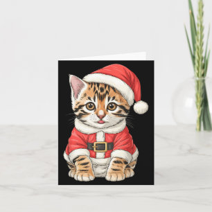 Cartão Gatinho Bengal Santa de Natal Fofo