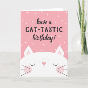 Cartão Gatinho Branco de Aniversário Tástico