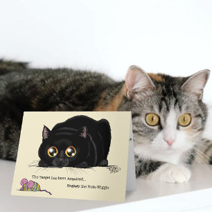 Cartão Gatinho Criativo de Tinta Preta e Creme Balança o