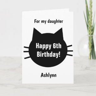 Cartão Gatinho de 6º Aniversário