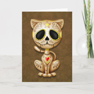 Cartão Gatinho de Açúcar Zombie Castanho