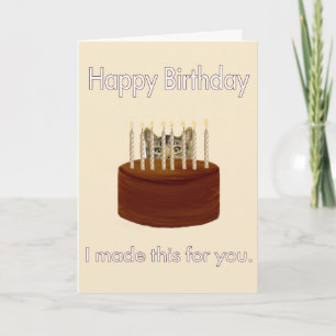 Cartão gatinho de aniversário de chocolate