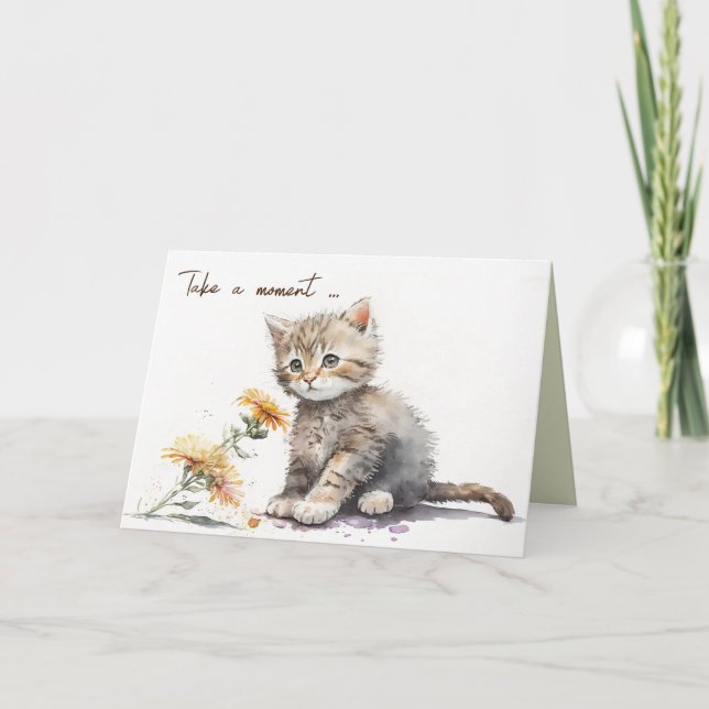 Cartão Gatinho De Aquarela Com Daisy (Frente)