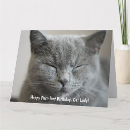 Cartão Gatinho de Cinza de Fita Personalizada Foto Purr-f