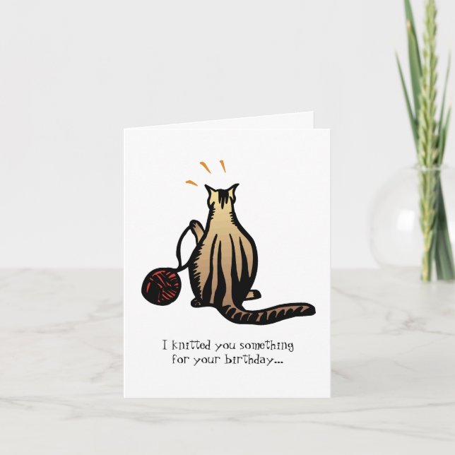 Cartão Gatinho de confecção de malhas (Frente)