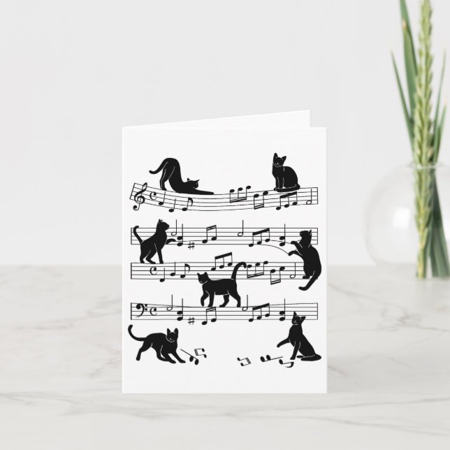 Cartão Gatinho De Gato Reproduzindo Música Limpa Piano Ar (Frente)