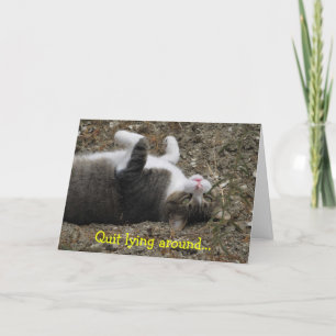 Cartão Gatinho de ponta-cabeça Sente melhor placa