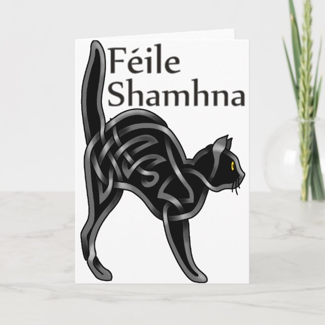 Cartão Gatinho do Dia das Bruxas (Frente)