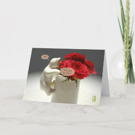 Cartão Gatinho e Rosas de chá Você será meu Namorados