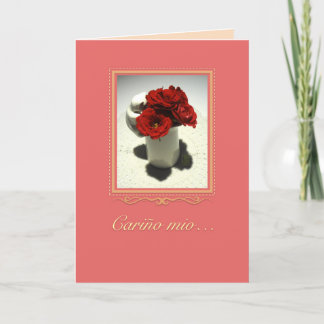 Cartão Gatinho e Rosas Tea Día de los Enamorados