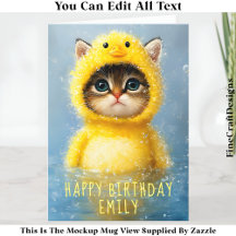 Gatinho Engraçado Disfarçado de Pato Amarelo DL4R 