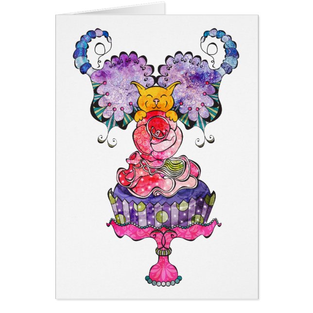 Cartão Gatinho feericamente 2 (Frente)