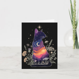 Cartão Gatinho Floral Fã de Gato Místico Fofo Mulheres Me