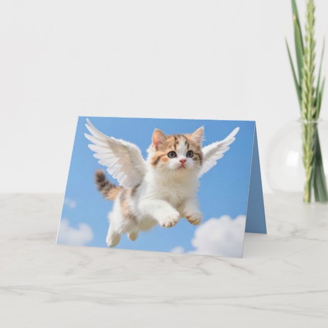 Cartão Gatinho Fofo Voador (Frente)