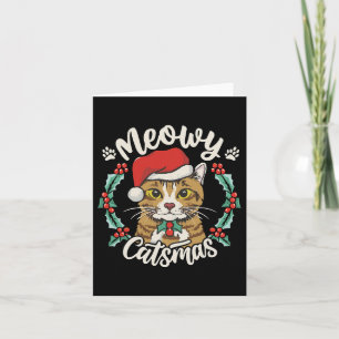 Cartão Gatinho Gato Bonito Natal Chapéu Santa Hat Catmas