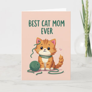 Cartão Gatinho Gengibre Melhor Mãe de Gato de Todos os Te